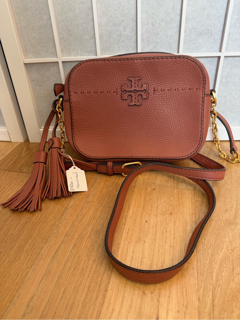Tory Burch Pebbled Leather Crossbody in Brick